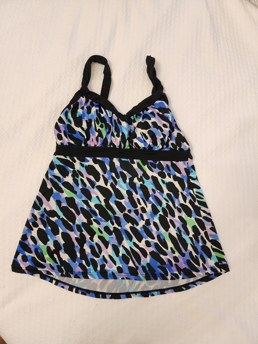 Multicolor Leopard Print Tankini Swim Top Size 10